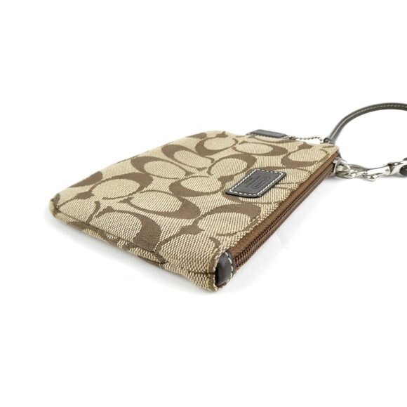 Coach Signature Khaki Brown Wristlet - Picture 2 of 11